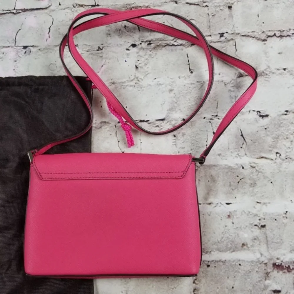 Kate Spade Leather Crossbody Small Purse Gold Handbag Bag Preppy Barbie Pink